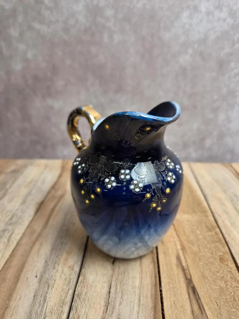 Petit pot a lait antiguo Kg Lunéville azul cobalto decoración esmaltada en relieve – photo 4